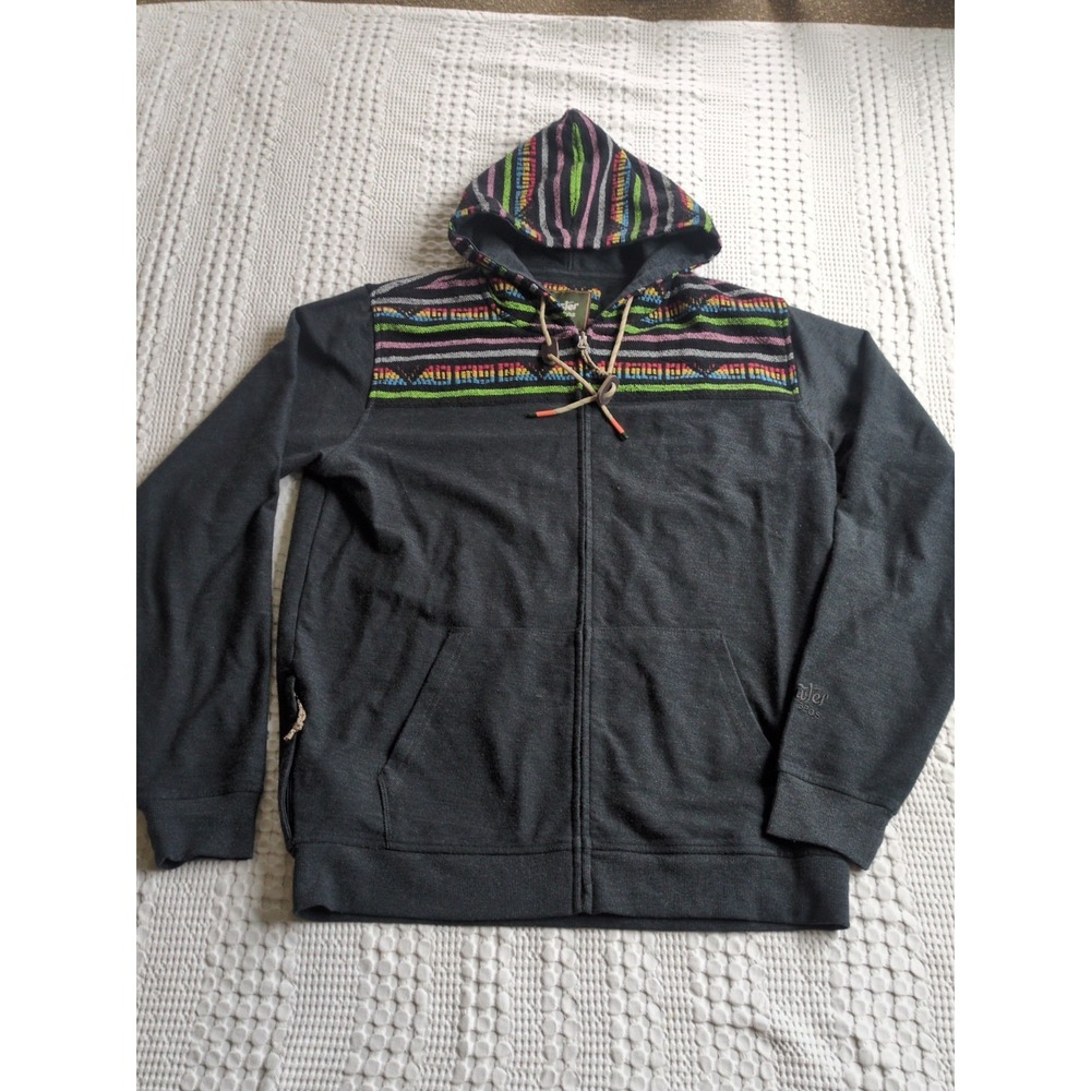 Howler Bros Shaman Hoodie Jacquard Aztec Tribal Size Large Black